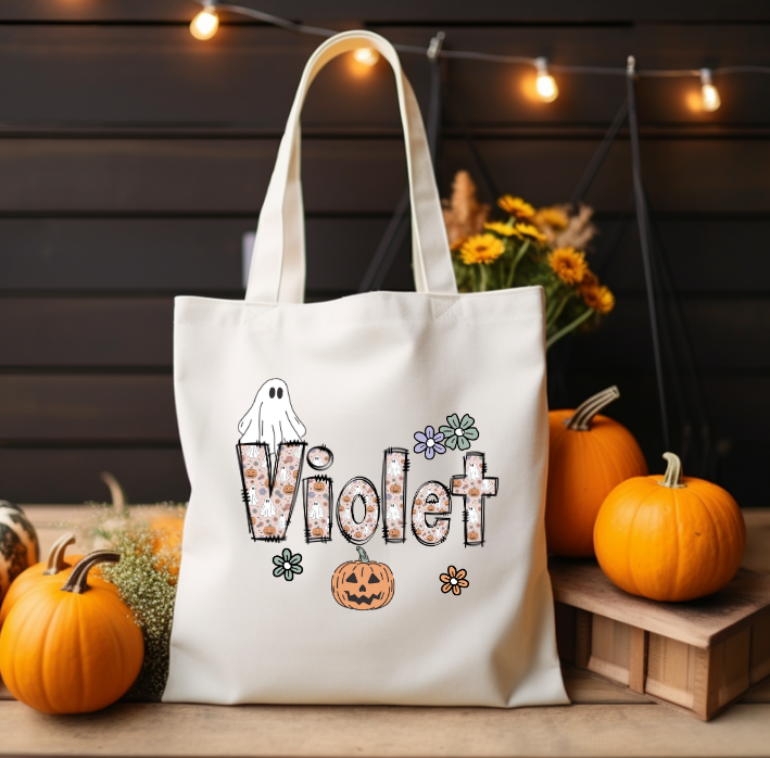Personalized Halloween tote bag