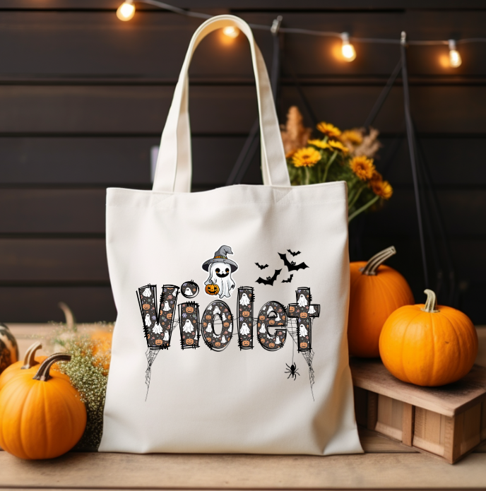 Personalized Halloween tote bag