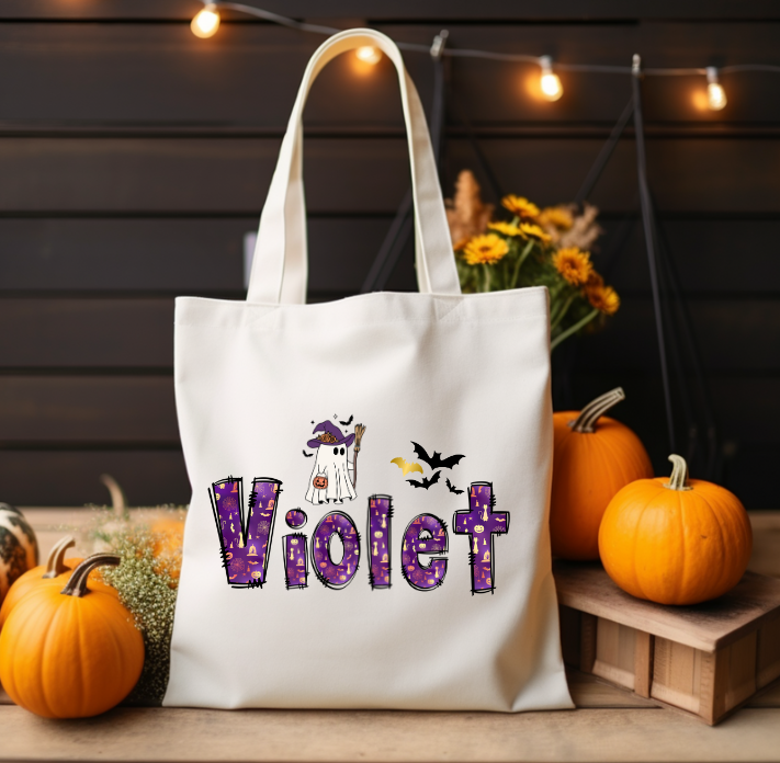 Personalized Halloween tote bag